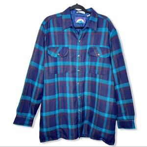 NORTH CREST / vintage blue plaid quilted shacket